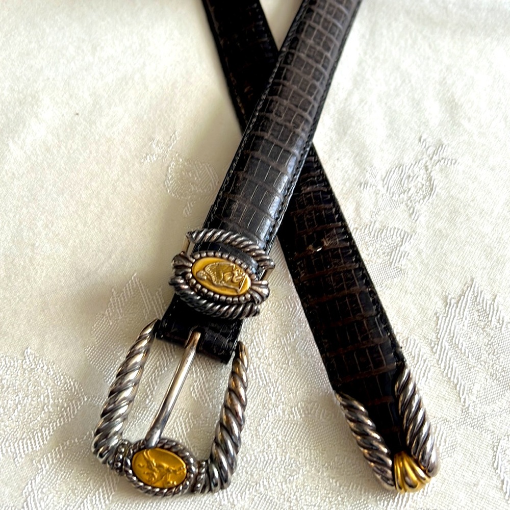 Brighton Museum Collection Drk Brown Belt Greco Roman Coins Sz M 35"L  #37803